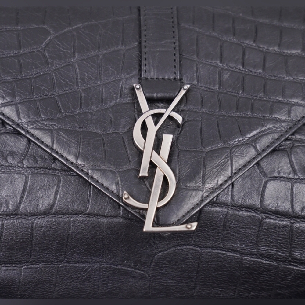 ❌ SOLD ❌ SAINT LAURENT Calfskin Crocodile Embossed College Satchel - Picture 2 of 15